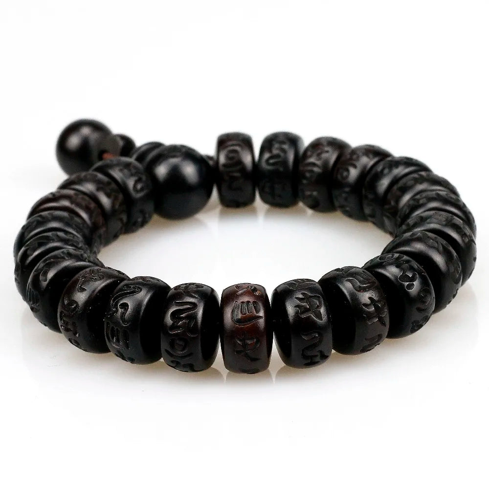 Natural de madeira tibetano budista masculino pulseira relâmpago golpe jujuba grânulos meditação homem mantra pulseira feminino yoga jóias