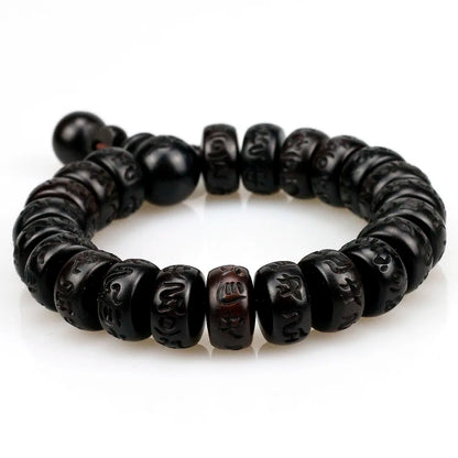 Natural de madeira tibetano budista masculino pulseira relâmpago golpe jujuba grânulos meditação homem mantra pulseira feminino yoga jóias
