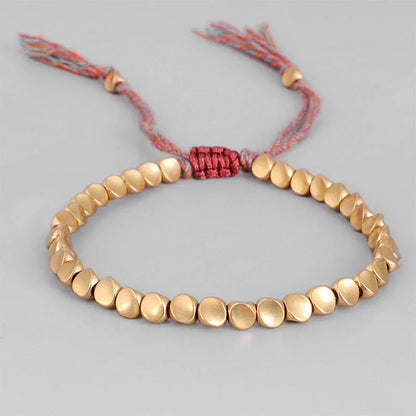 Pulseiras budistas tibetanas artesanais, contas de cobre trançadas à mão, pulseira e pulseiras de corda da sorte para mulheres e homens, dropshiping