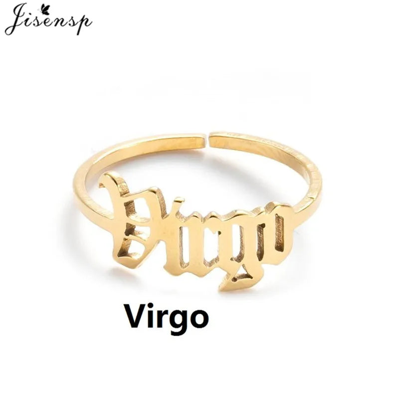 Personalize estrela signo do zodíaco 12 constelação anel astrologia gemini taurus aries antigo inglês anéis para mulheres moda jóias