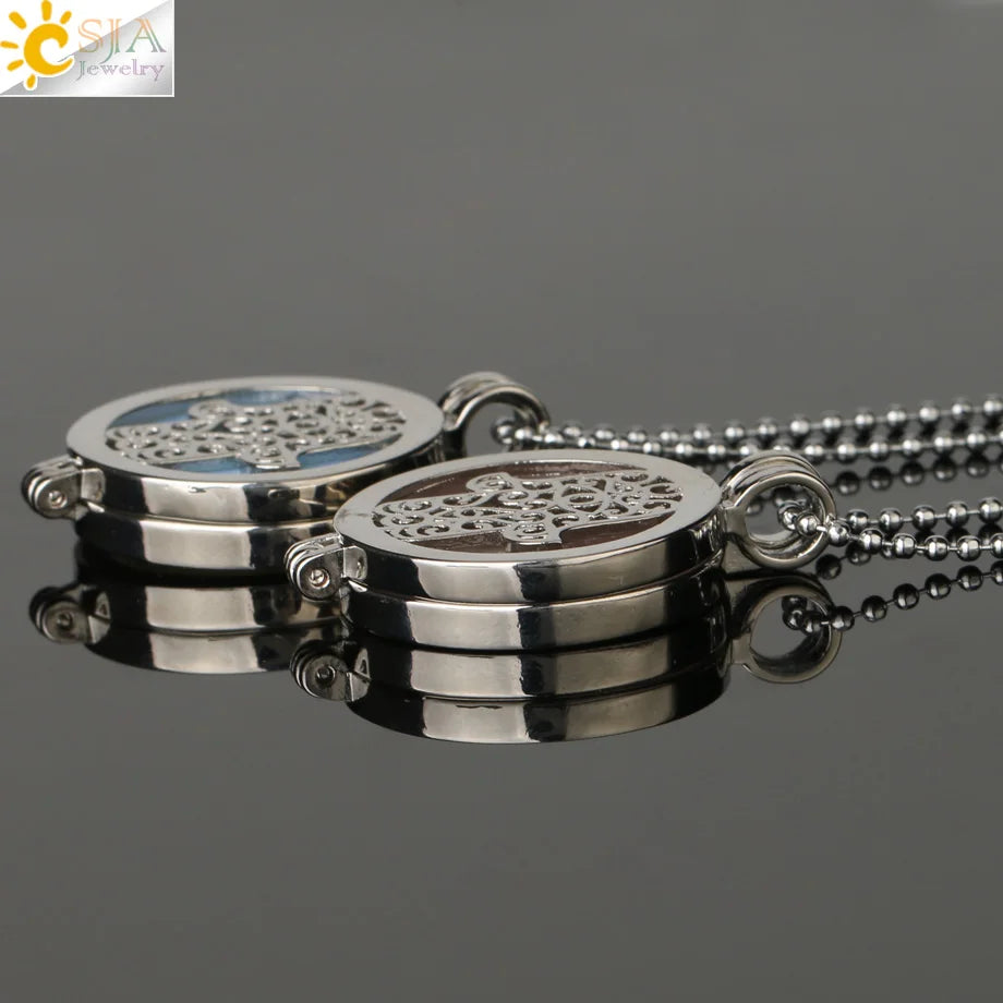 Colar com Pingente de Pedra Natural CSJA, Design da Mão de Fátima Hamsa, Difusor de Óleo Essencial, Joia de Cura para Mulheres e Homens G309