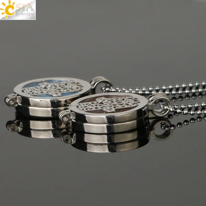 Colar com Pingente de Pedra Natural CSJA, Design da Mão de Fátima Hamsa, Difusor de Óleo Essencial, Joia de Cura para Mulheres e Homens G309