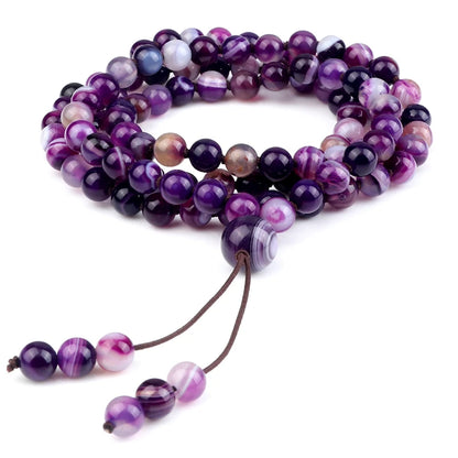 9 Estilos de Pulseiras Mala com 108 Contas para Homens, Colares de Oração com Contas de Pedra Natural de 6mm, Braceletes para Mulheres, Joias Budistas Tibetanas
