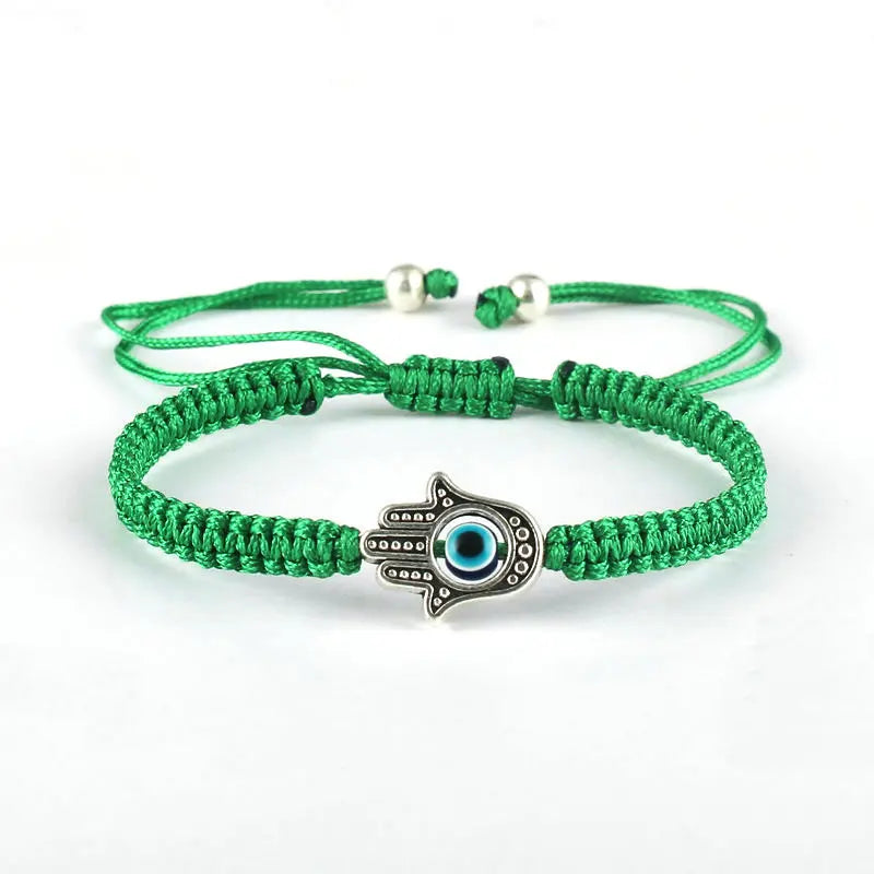 Pulseira de corda trançada ajustável feita à mão sorte fatima hamsa mão mau olhado charme pulseiras para mulheres homens casal amuleto jóias