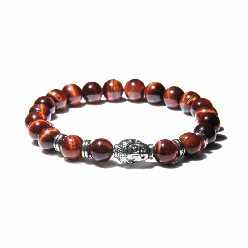 Aaaaa azul real tigre olho pulseira masculina contas de pedra natural buda estiramento charme pulseiras para mulheres moda masculina jóias 2020