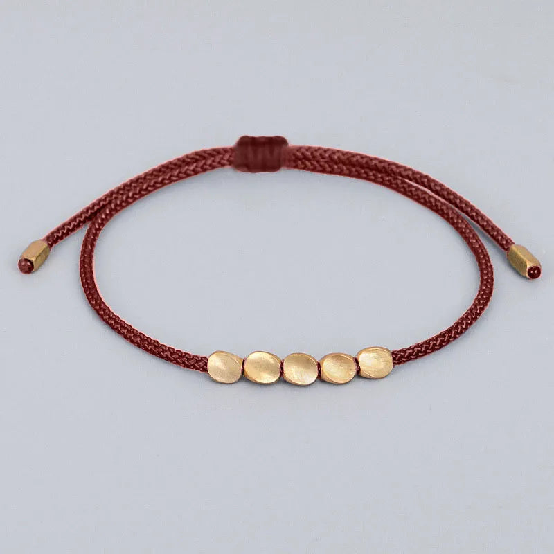 Pulseiras budistas tibetanas feitas à mão, contas de cobre trançadas à mão, pulseira e pulseiras de corda da sorte para mulheres e homens, presente exclusivo