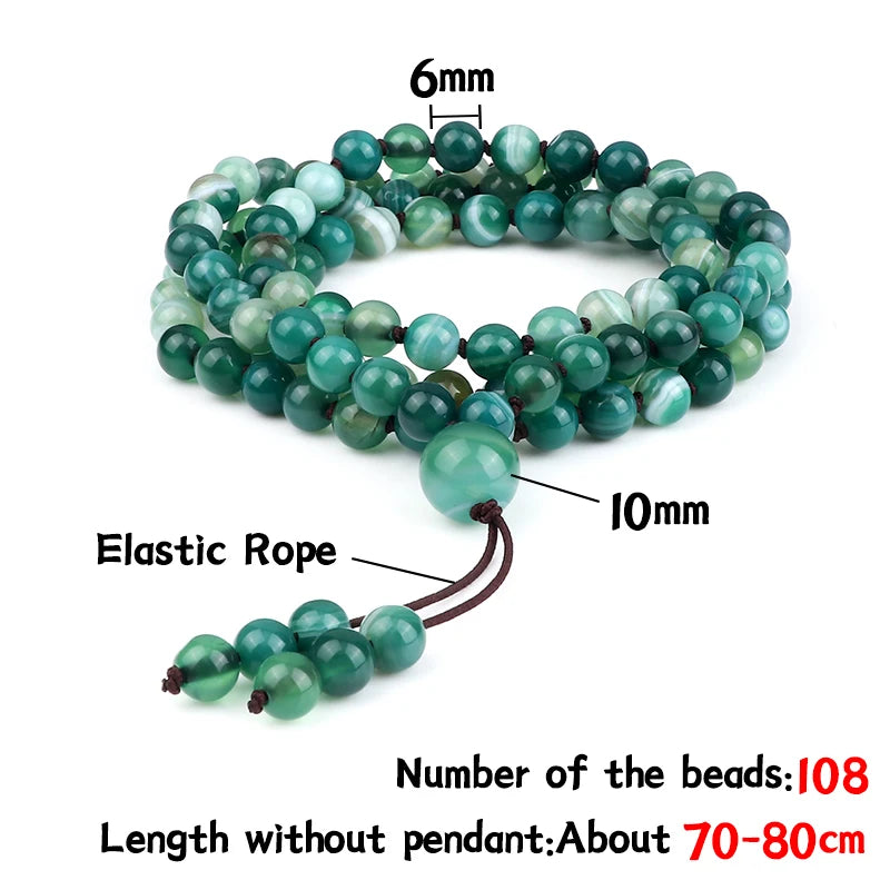 9 Estilos de Pulseiras Mala com 108 Contas para Homens, Colares de Oração com Contas de Pedra Natural de 6mm, Braceletes para Mulheres, Joias Budistas Tibetanas