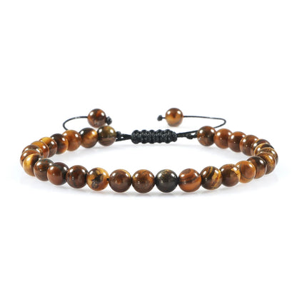Clássico Black Volcanic Lava Stone Beads Pulseiras para homens, Natural Onyx Tiger Eye Pulseiras, Yoga Meditação Jóias, 6mm, 8mm