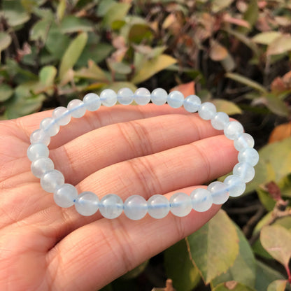 1 pc fengbaowu natural aquamarine pulseira azul contas redondas cristal quartzo cura pedra feminino jóias presente