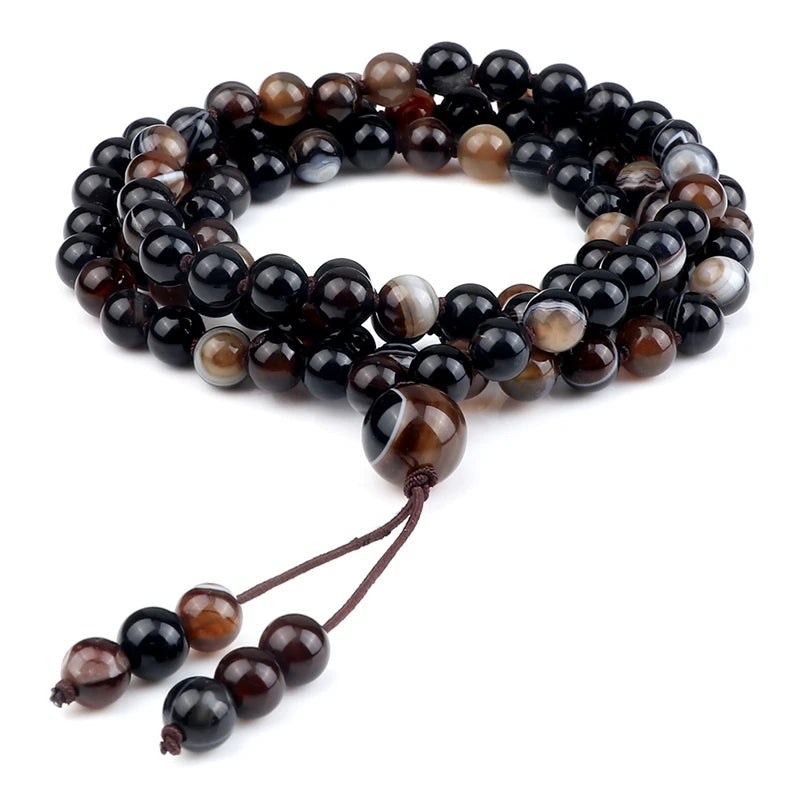 9 Estilos de Pulseiras Mala com 108 Contas para Homens, Colares de Oração com Contas de Pedra Natural de 6mm, Braceletes para Mulheres, Joias Budistas Tibetanas
