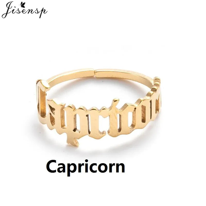 Personalize estrela signo do zodíaco 12 constelação anel astrologia gemini taurus aries antigo inglês anéis para mulheres moda jóias
