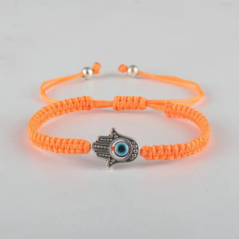 Pulseira de corda trançada ajustável feita à mão sorte fatima hamsa mão mau olhado charme pulseiras para mulheres homens casal amuleto jóias