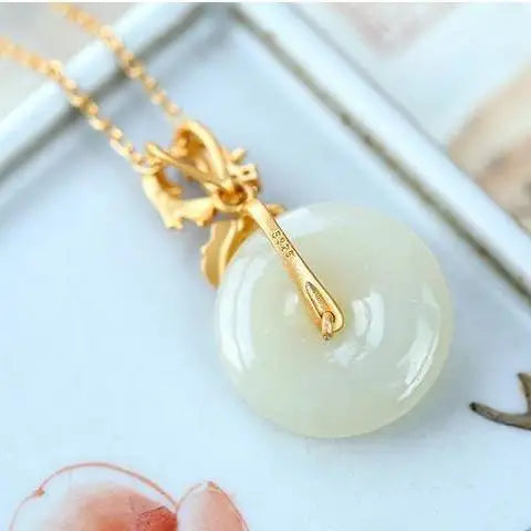 Natural Hetian Jade Koi Colar para Senhoras, Pingente Retro, Jóias de Luxo Luz, Designer Original, Novo