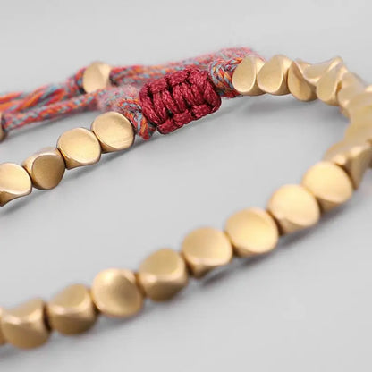 Pulseira de cobre tibetana artesanal, bracelete de corda trançada de algodão budista para proteção boa sorte e sucesso, amuleto