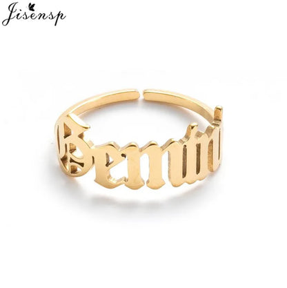 Personalize estrela signo do zodíaco 12 constelação anel astrologia gemini taurus aries antigo inglês anéis para mulheres moda jóias