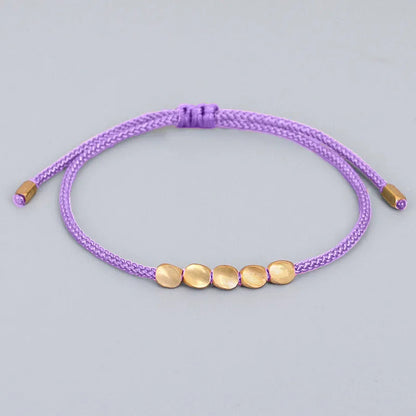 Pulseiras budistas tibetanas feitas à mão, contas de cobre trançadas à mão, pulseira e pulseiras de corda da sorte para mulheres e homens, presente exclusivo