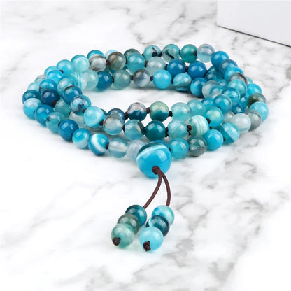 9 Estilos de Pulseiras Mala com 108 Contas para Homens, Colares de Oração com Contas de Pedra Natural de 6mm, Braceletes para Mulheres, Joias Budistas Tibetanas