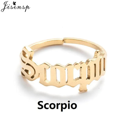 Personalize estrela signo do zodíaco 12 constelação anel astrologia gemini taurus aries antigo inglês anéis para mulheres moda jóias