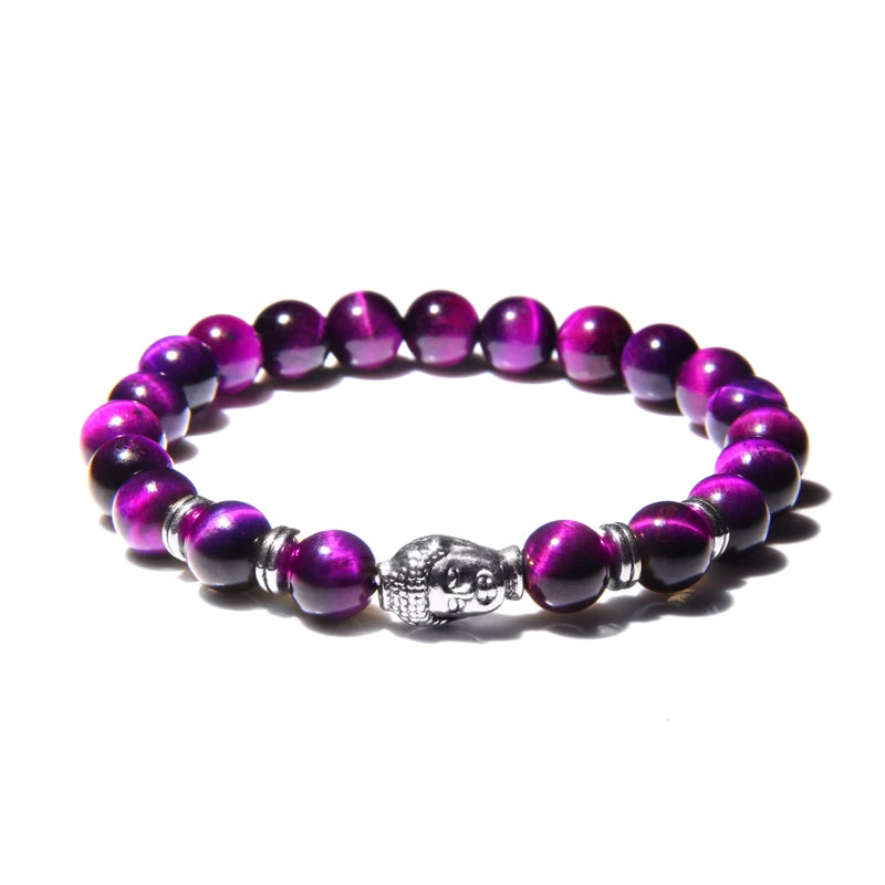 Aaaaa azul real tigre olho pulseira masculina contas de pedra natural buda estiramento charme pulseiras para mulheres moda masculina jóias 2020