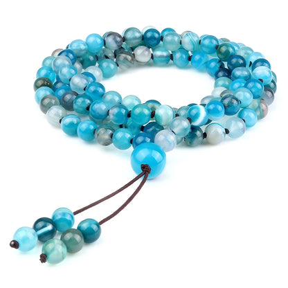 9 Estilos de Pulseiras Mala com 108 Contas para Homens, Colares de Oração com Contas de Pedra Natural de 6mm, Braceletes para Mulheres, Joias Budistas Tibetanas