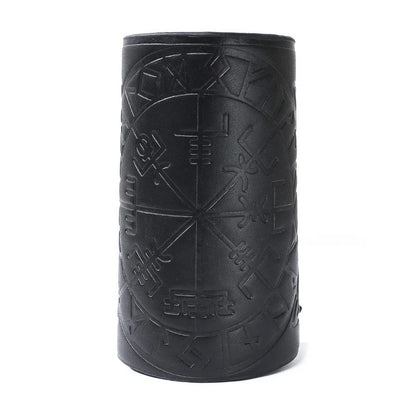 Toten design nórdico viking odin árvore da vida pulseiras para o homem equitação engrenagem protetora em relevo ampla pulseira de couro punk jóias