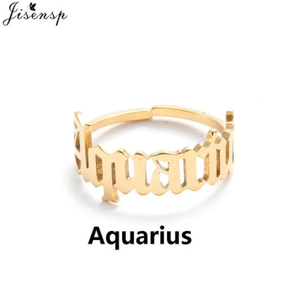 Personalize estrela signo do zodíaco 12 constelação anel astrologia gemini taurus aries antigo inglês anéis para mulheres moda jóias