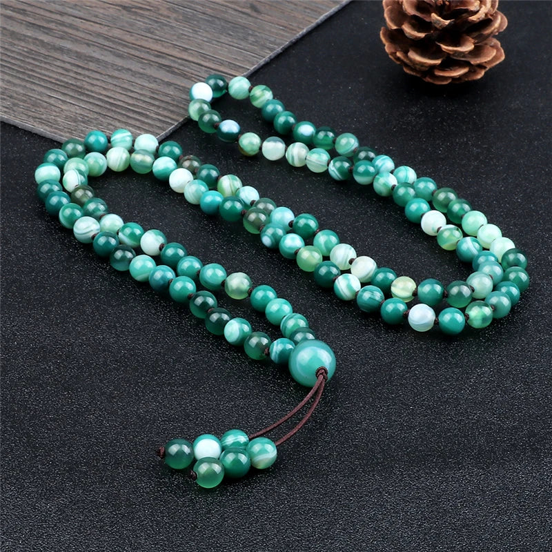 9 Estilos de Pulseiras Mala com 108 Contas para Homens, Colares de Oração com Contas de Pedra Natural de 6mm, Braceletes para Mulheres, Joias Budistas Tibetanas