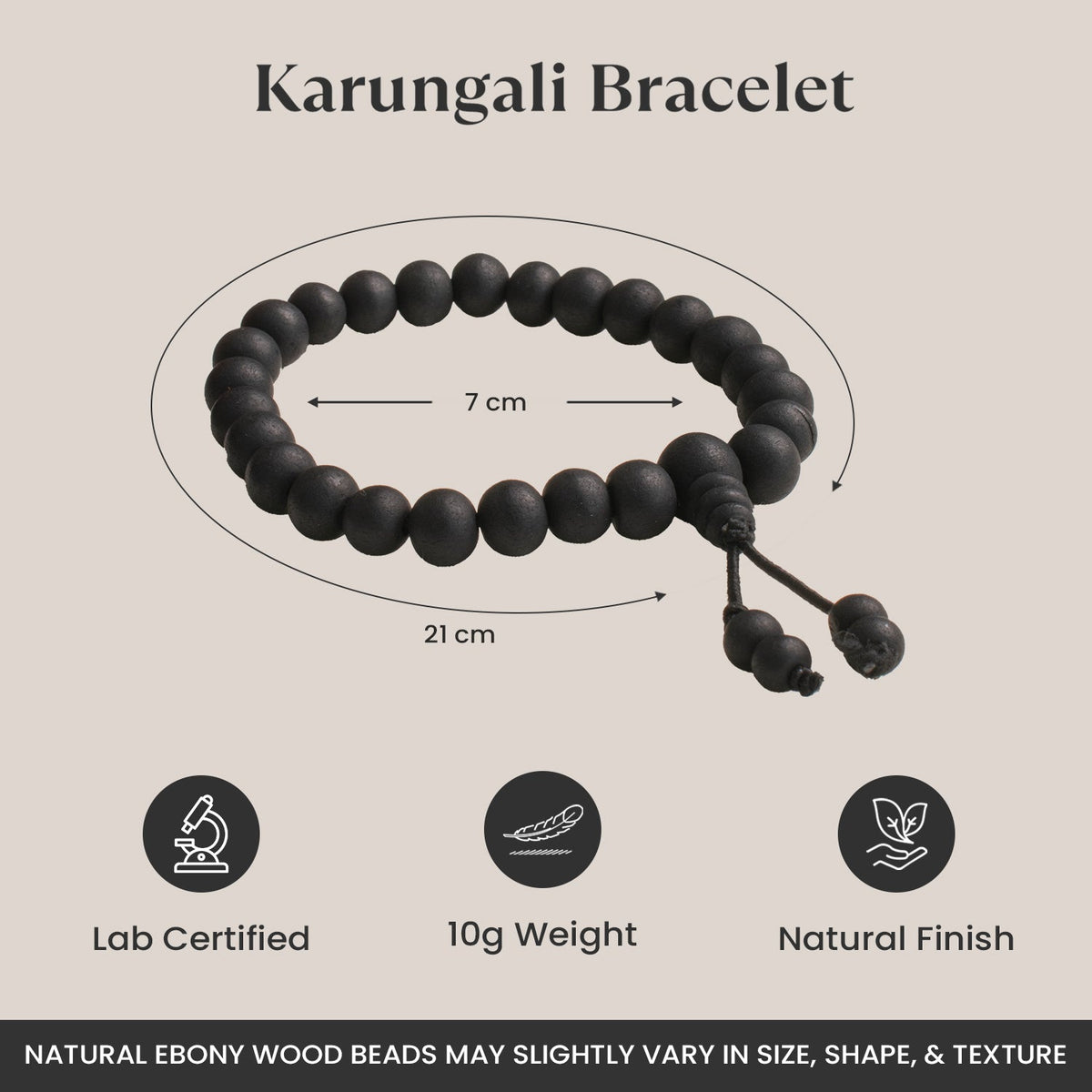 Karungali Malai Bracelet 8mm with Govt. Certification