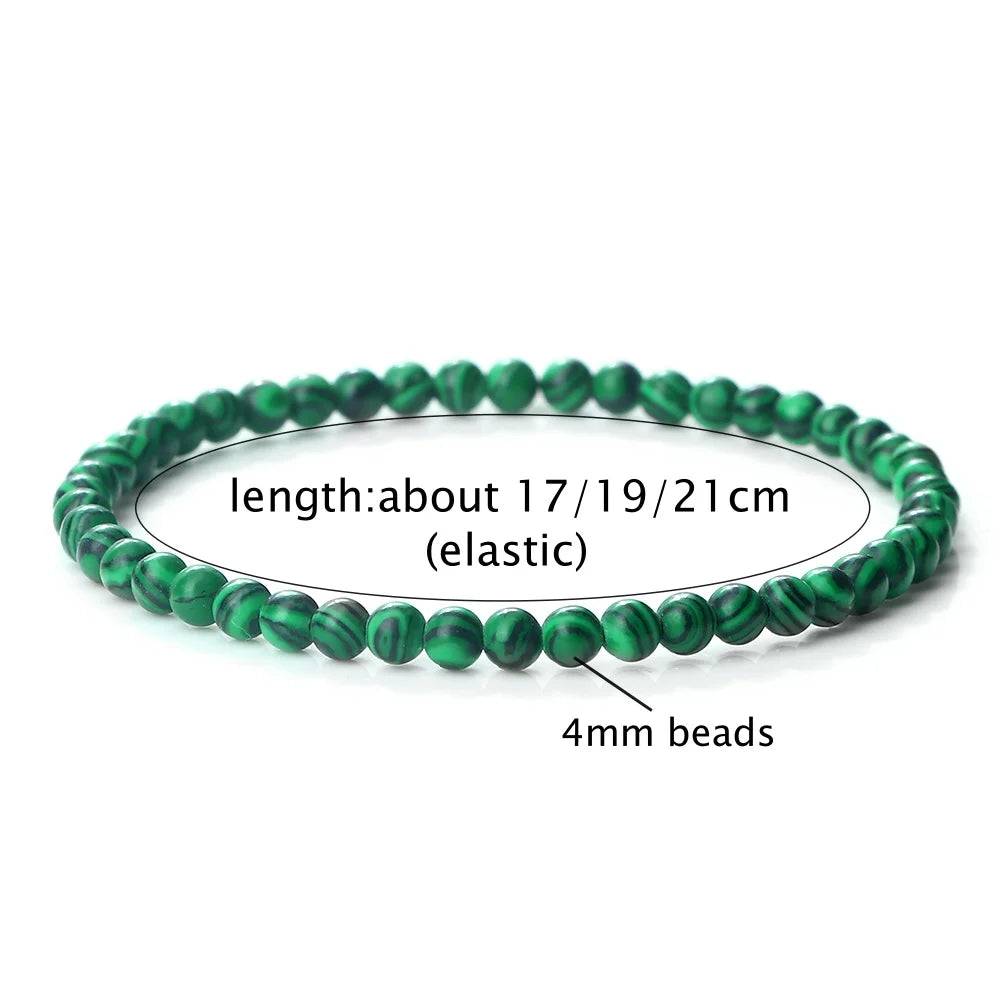 Pulsera de cuentas de piedra de 4 mm