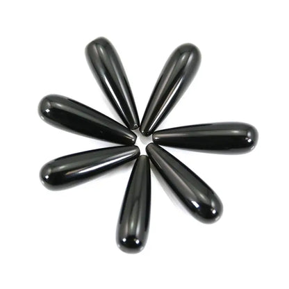 1 peça de obsidiana em formato de gota meio perfurada 7x23mm