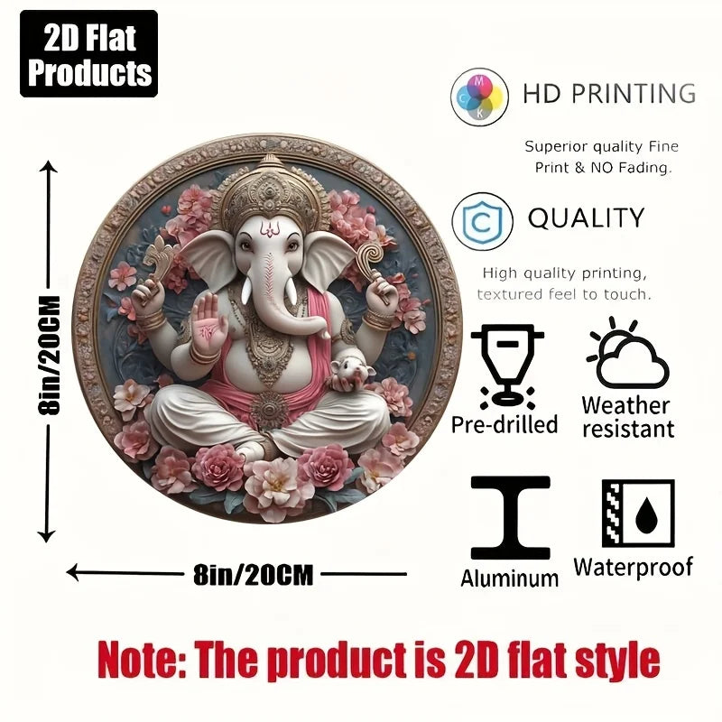 Cuadro Ganesha Floral · Impresión Circular