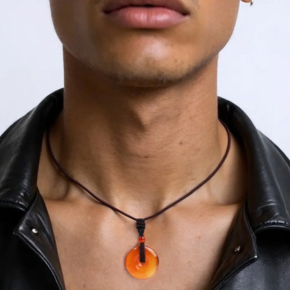 Pedra natural ametista olho de tigre colar pingente moda masculina e feminina colar paz nó chinês colar presente