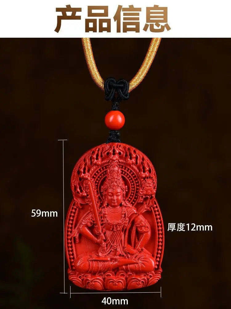 Natural Verdadeiro Cinábrio Buda Pingente para Homens e Mulheres, Natural Buda Hoid, Deus Guardião, Big Sun, Tathagata Hyun, Amitabha