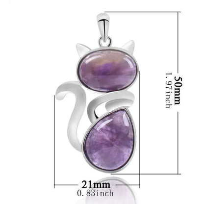 Colares de pedra natural pingentes de quartzo rosa para mulheres menina bonito forma de gato rock preto ônix contas corrente jóias
