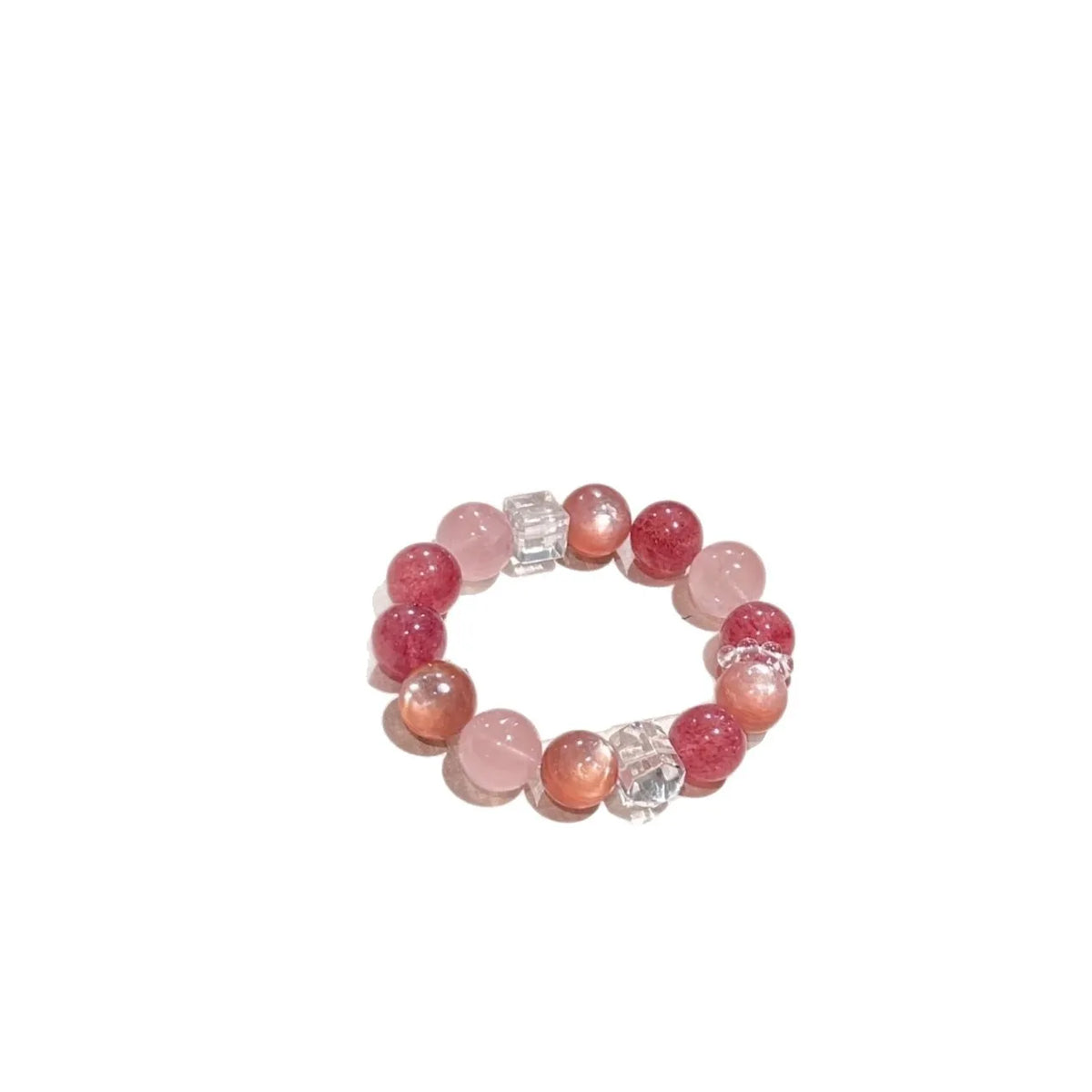 Pulseira de Cristal Natural com Quartzo Morango, Quartzo Rosa e Quartzo Branco em Formato de Cubo de Açúcar, Pulseira de Cristal de Nicho, Presente para Mulheres 2026