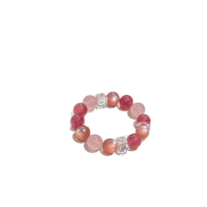 Pulseira de Cristal Natural com Quartzo Morango, Quartzo Rosa e Quartzo Branco em Formato de Cubo de Açúcar, Pulseira de Cristal de Nicho, Presente para Mulheres 2026