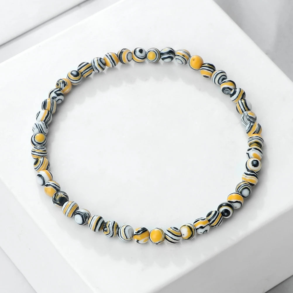 Pulsera de cuentas de piedra de 4 mm