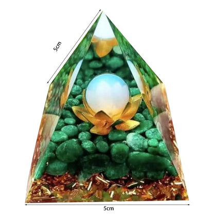 Pirámide Loto · Orgonita Decorativa