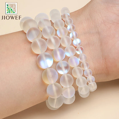 Pulsera blanca de cristal con brillo