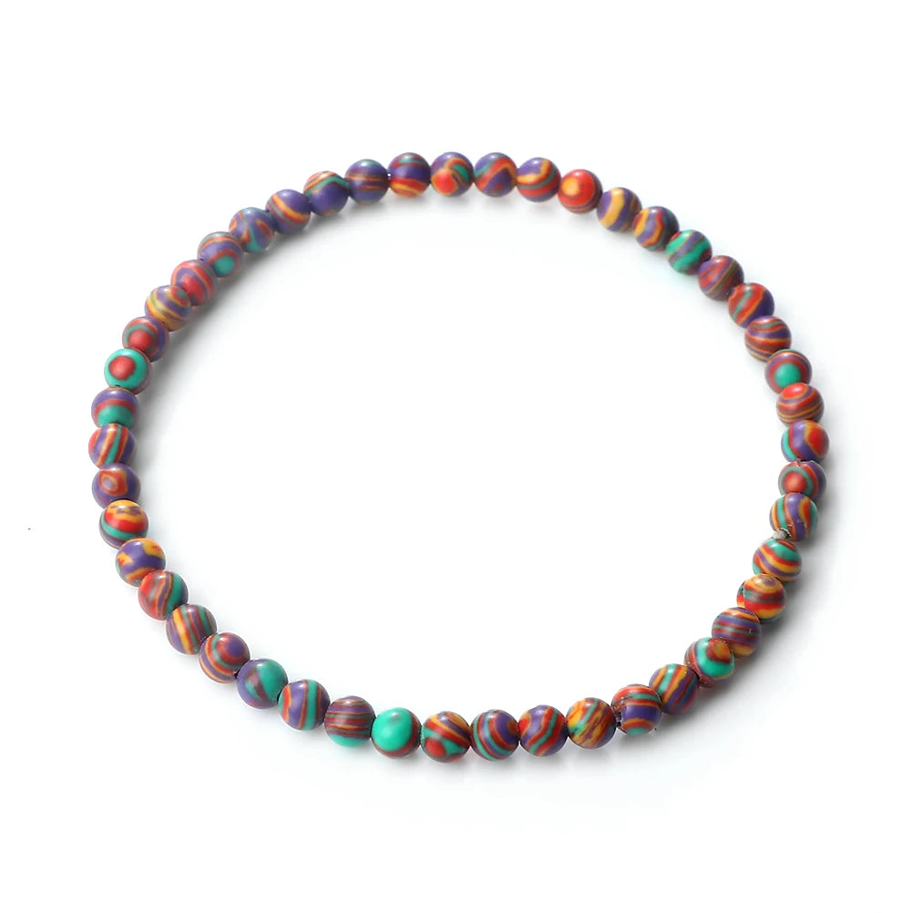 Pulsera de cuentas de piedra de 4 mm