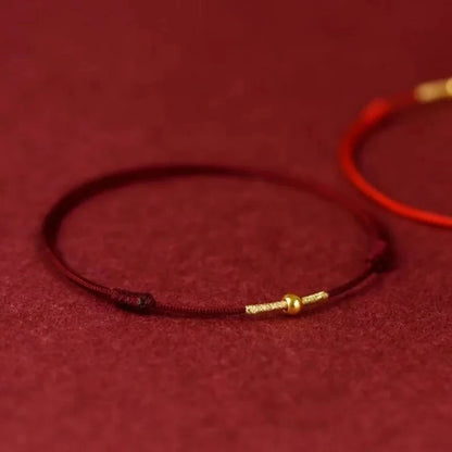 Pulseira Lucky Bead de Cobre trançado à mão, corda vermelha, fivela simples, original étnico, acessório feminino, casal