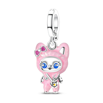 Original 925 prata esterlina encantos grânulo china ano novo vermelho encantos nova boneca pingente fecho aberto caber multi estilo pulseira original