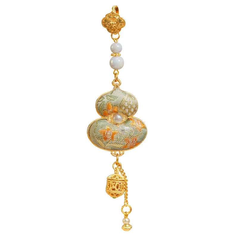 Snqp Sachê de Brocado com Motivo de Cabaça Estilo Tradicional Chinês, Pingente de Lapela para Cheongsam, Bola Oca de Aromaterapia, Amuleto de Sorte e Bênção