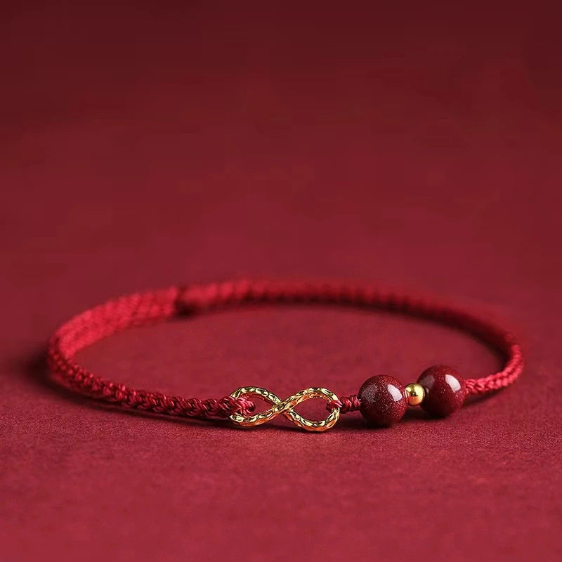 Corda tecida à mão imitação cinábrio fu pingente pulseira para mulheres sorte vermelho nó chinês artesanal trançado pulseira jóias presente
