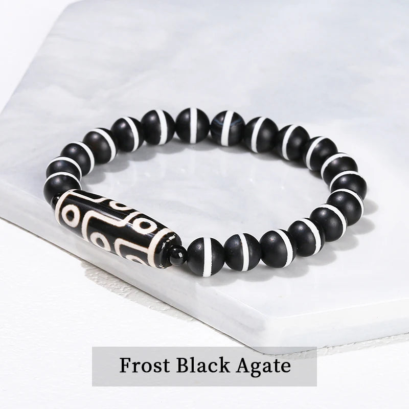 Jd natural verde nove olhos tibetano dzi ágata barril contas pulseira feminino masculino retro cura buda oração charme yoga jóias presente