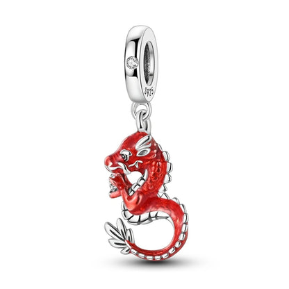 Original 925 prata esterlina encantos grânulo china ano novo vermelho encantos nova boneca pingente fecho aberto caber multi estilo pulseira original