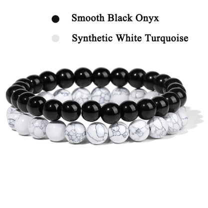 Conjunto de 2 pulseras de piedra de 8 mm