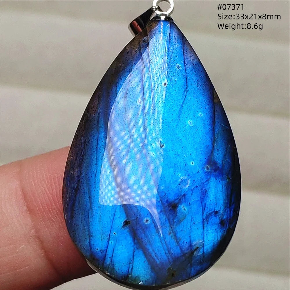 Colar de Pingente de Labradorita Azul Natural em Formato de Gota com Brilho para Mulheres e Homens AAAAAA
