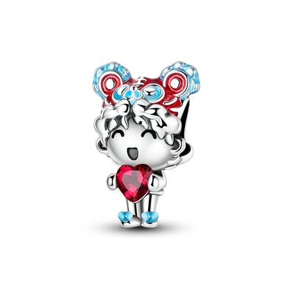 Original 925 prata esterlina encantos grânulo china ano novo vermelho encantos nova boneca pingente fecho aberto caber multi estilo pulseira original
