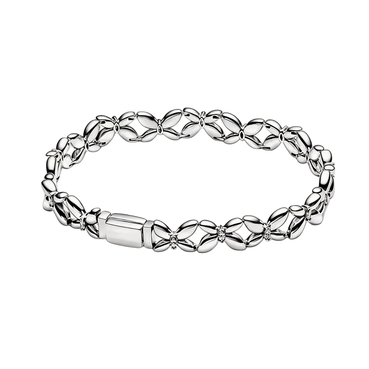 Pulseira de corrente elíptica aberta, trançada, com design de arco-íris, em prata esterlina 925, para mulheres, ideal para festas e casamentos, joia fina.